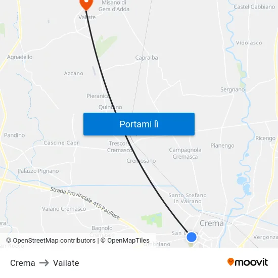 Crema to Vailate map