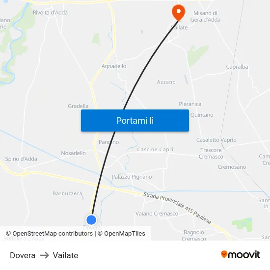 Dovera to Vailate map