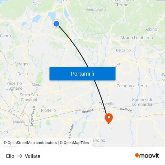 Ello to Vailate map
