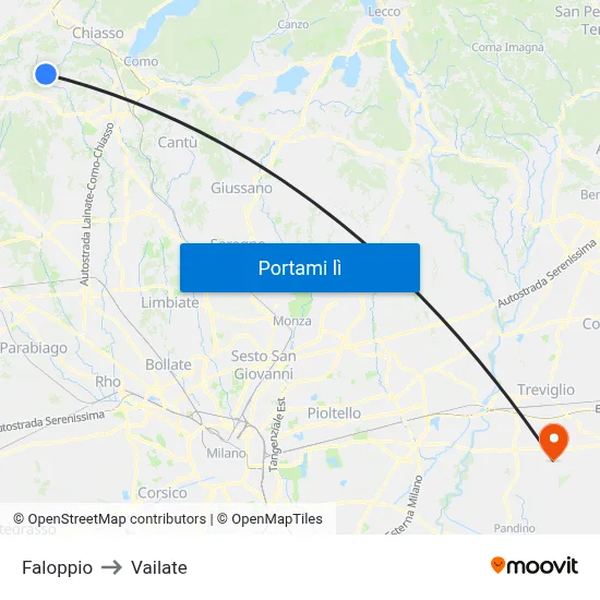 Faloppio to Vailate map