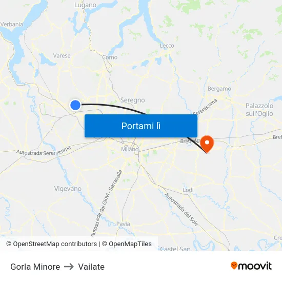 Gorla Minore to Vailate map