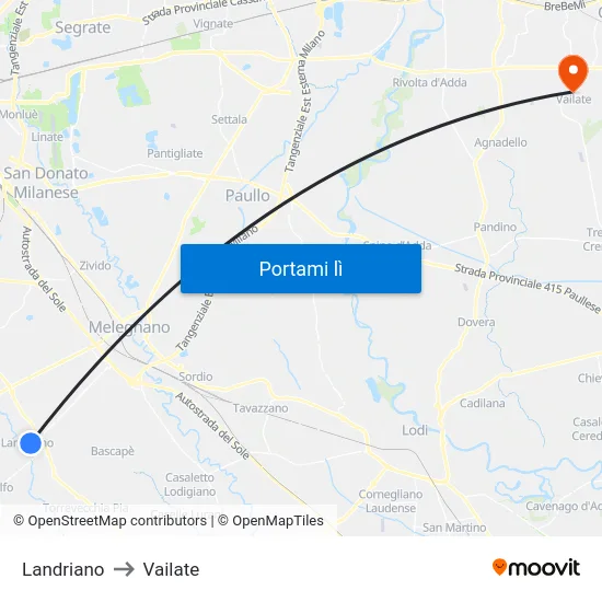 Landriano to Vailate map