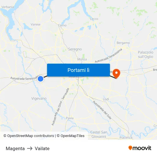 Magenta to Vailate map