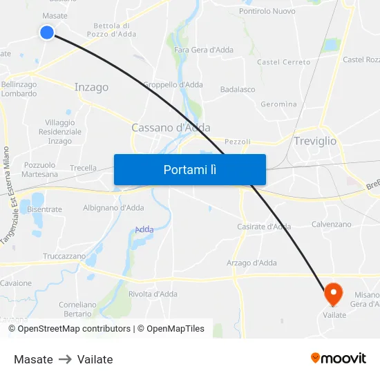 Masate to Vailate map