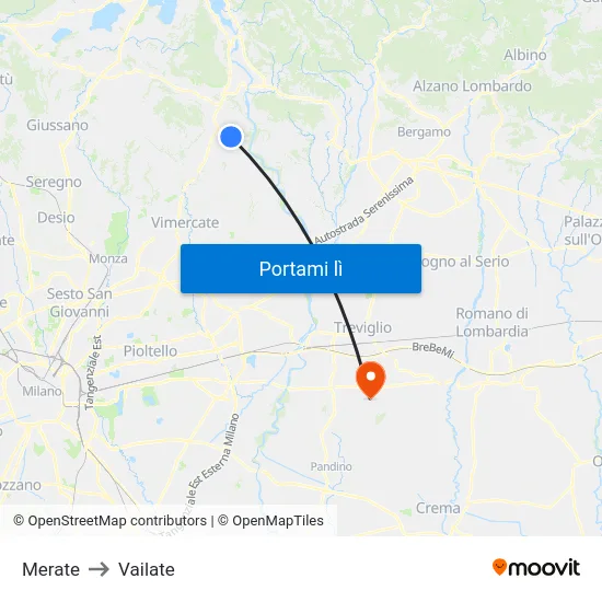 Merate to Vailate map