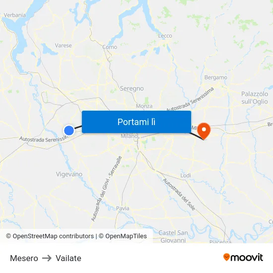 Mesero to Vailate map