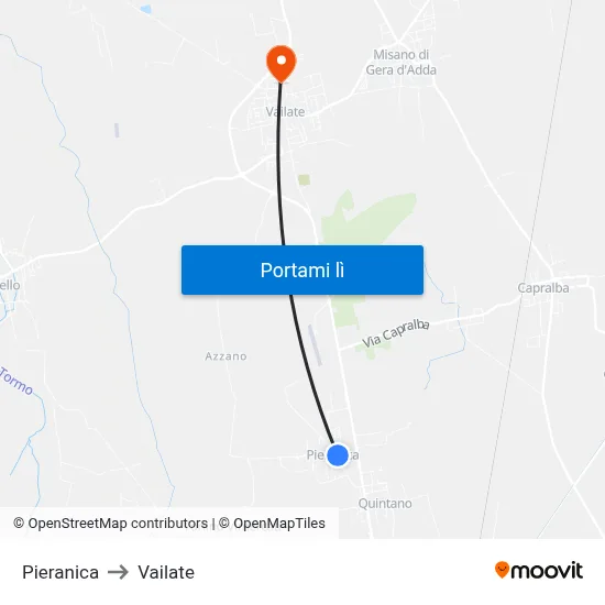 Pieranica to Vailate map