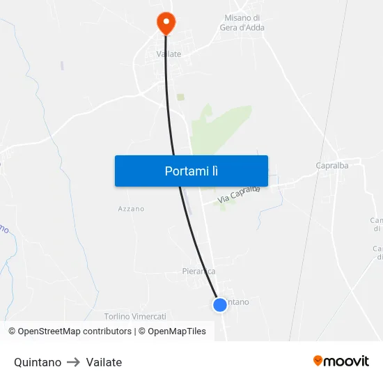 Quintano to Vailate map