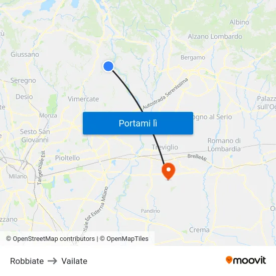 Robbiate to Vailate map