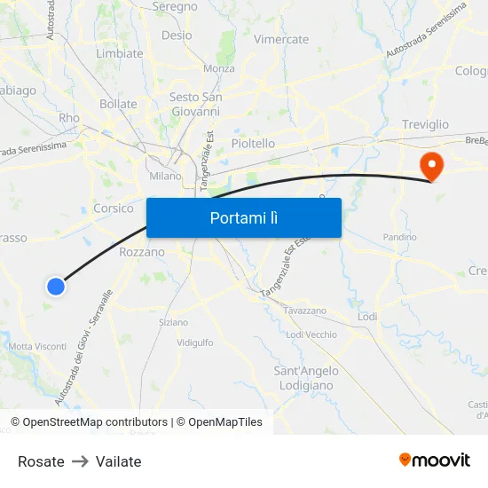 Rosate to Vailate map