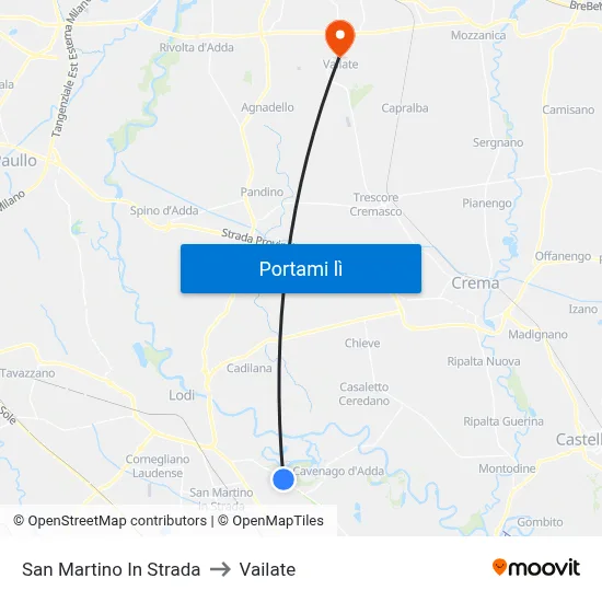 San Martino In Strada to Vailate map