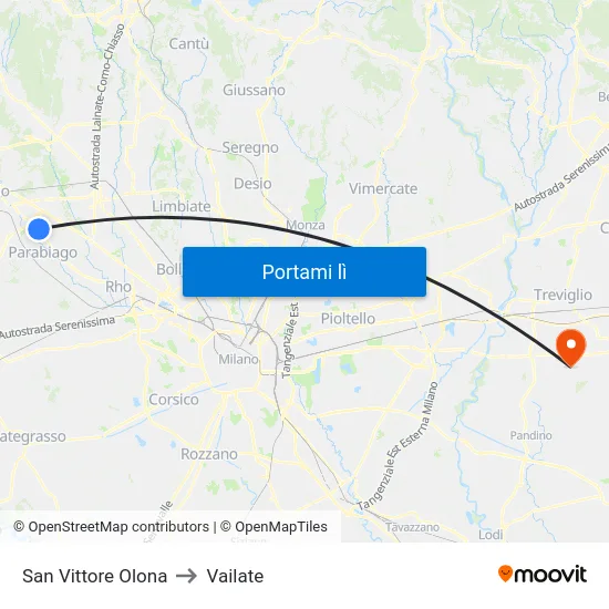 San Vittore Olona to Vailate map