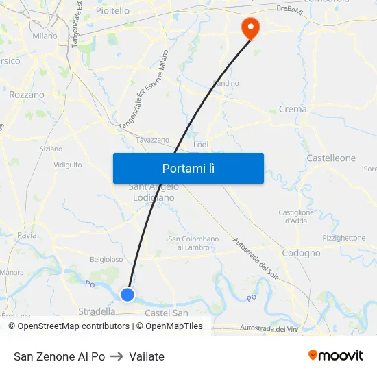 San Zenone Al Po to Vailate map
