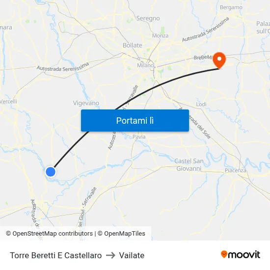 Torre Beretti E Castellaro to Vailate map