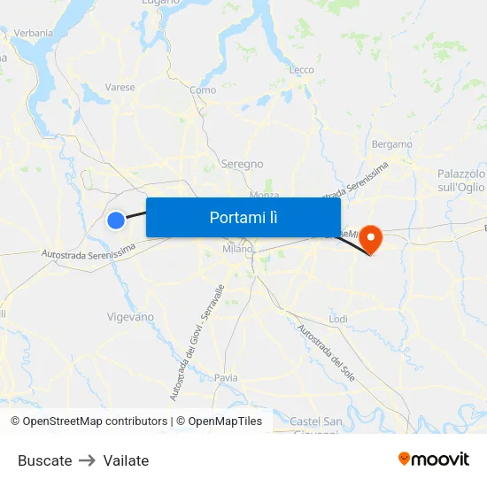 Buscate to Vailate map
