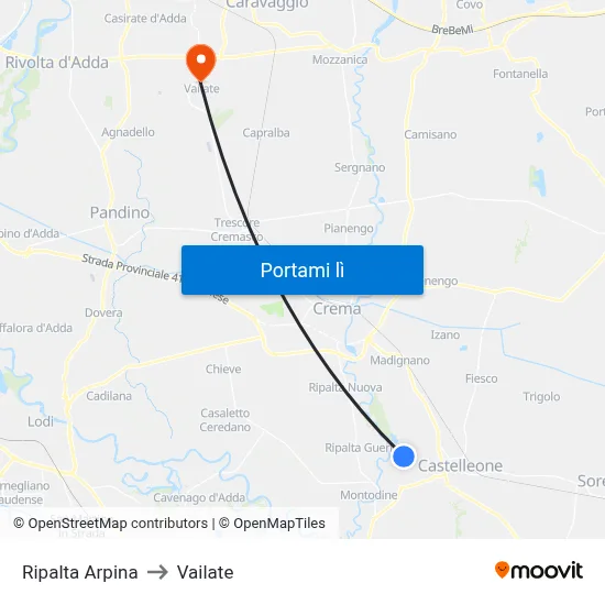 Ripalta Arpina to Vailate map