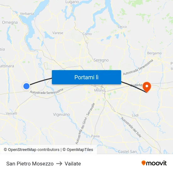 San Pietro Mosezzo to Vailate map