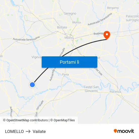 LOMELLO to Vailate map