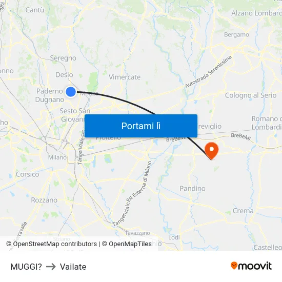 MUGGI? to Vailate map