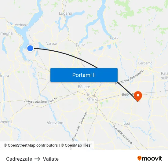 Cadrezzate to Vailate map