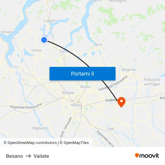 Besano to Vailate map