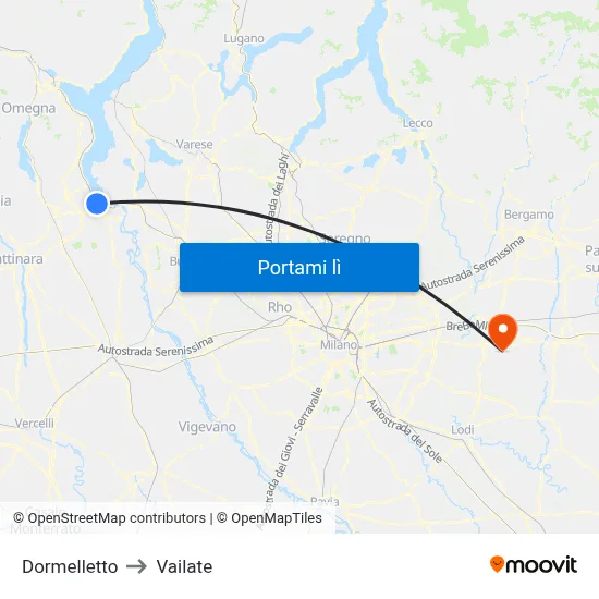 Dormelletto to Vailate map
