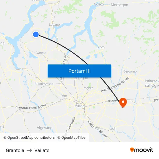 Grantola to Vailate map
