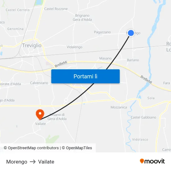 Morengo to Vailate map