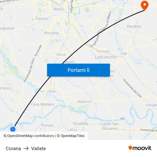 Corana to Vailate map