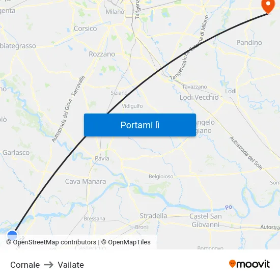Cornale to Vailate map