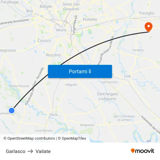 Garlasco to Vailate map