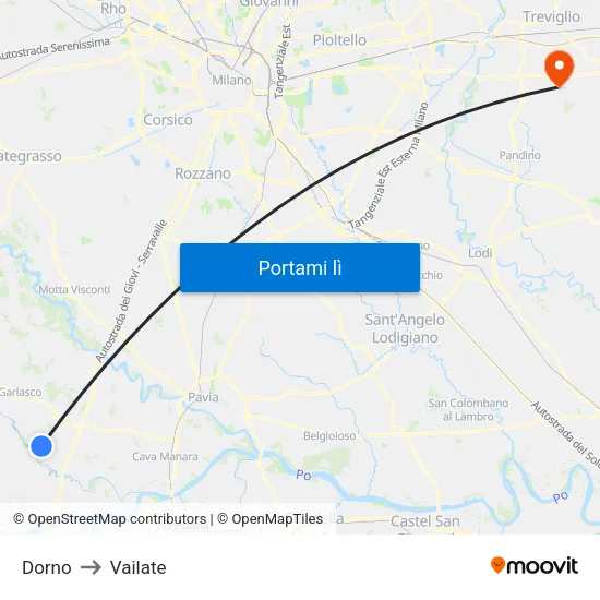 Dorno to Vailate map