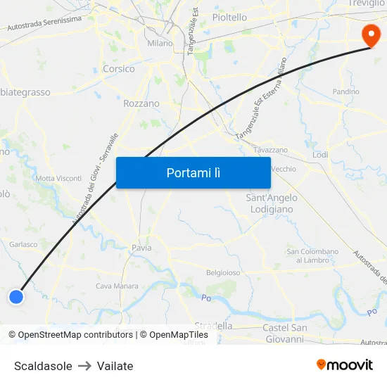 Scaldasole to Vailate map