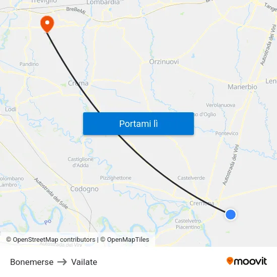 Bonemerse to Vailate map