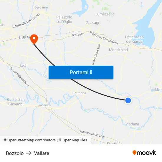 Bozzolo to Vailate map