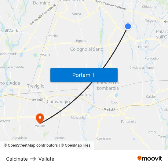 Calcinate to Vailate map
