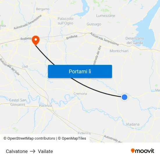 Calvatone to Vailate map