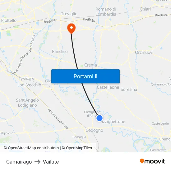 Camairago to Vailate map