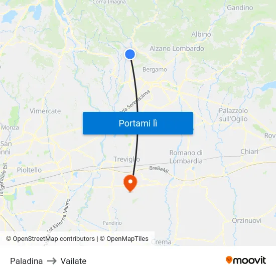 Paladina to Vailate map