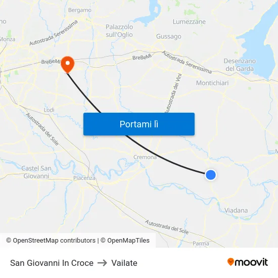 San Giovanni In Croce to Vailate map