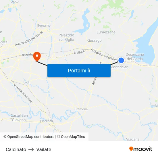 Calcinato to Vailate map