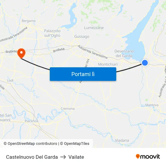 Castelnuovo Del Garda to Vailate map