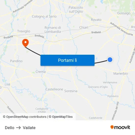Dello to Vailate map