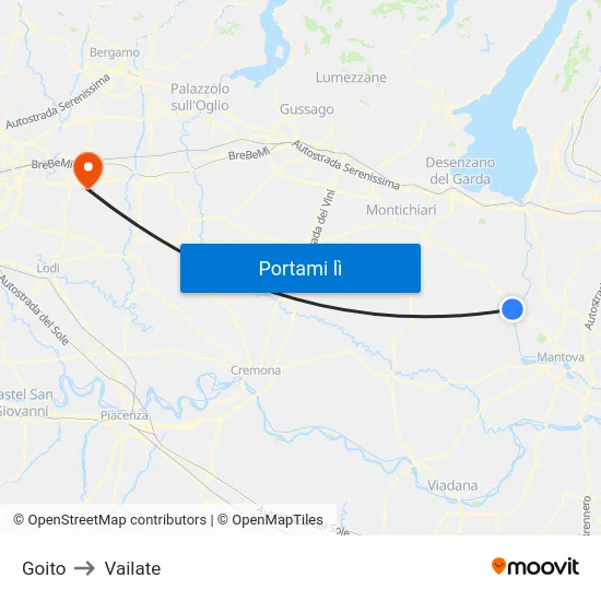Goito to Vailate map
