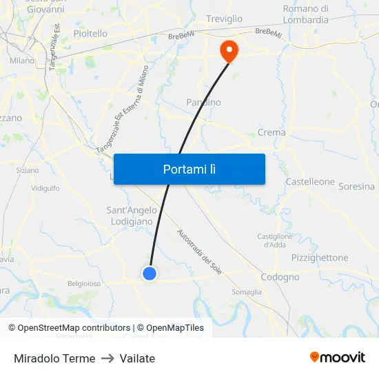 Miradolo Terme to Vailate map