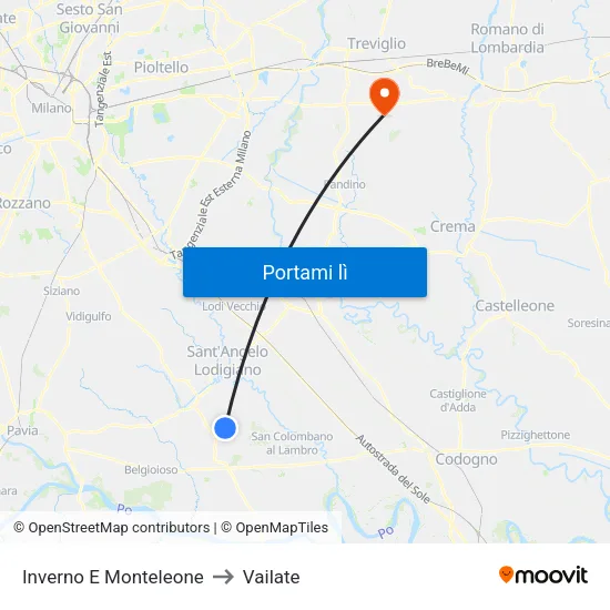 Inverno E Monteleone to Vailate map