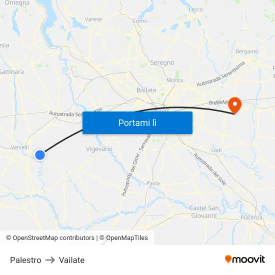 Palestro to Vailate map