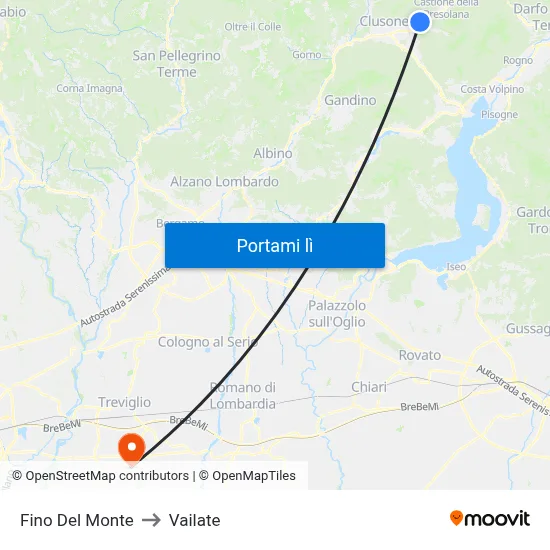 Fino Del Monte to Vailate map