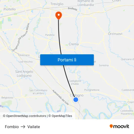 Fombio to Vailate map