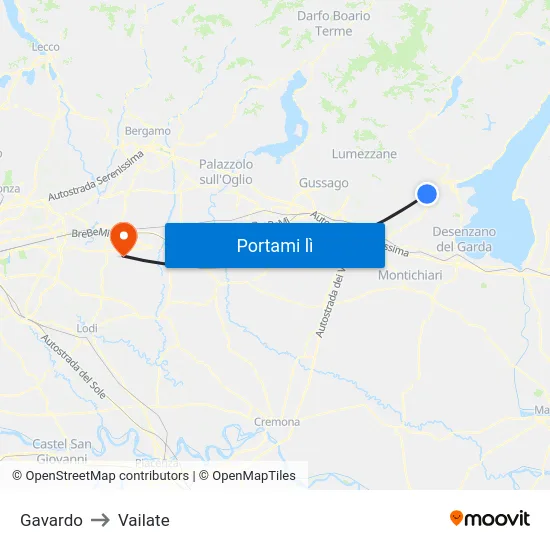 Gavardo to Vailate map